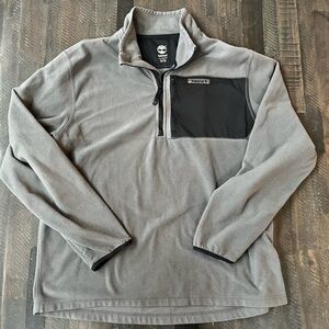 Timberland Men XXL Gray Black Fleece Sweatshirt Thermal Layer Quarter Zip